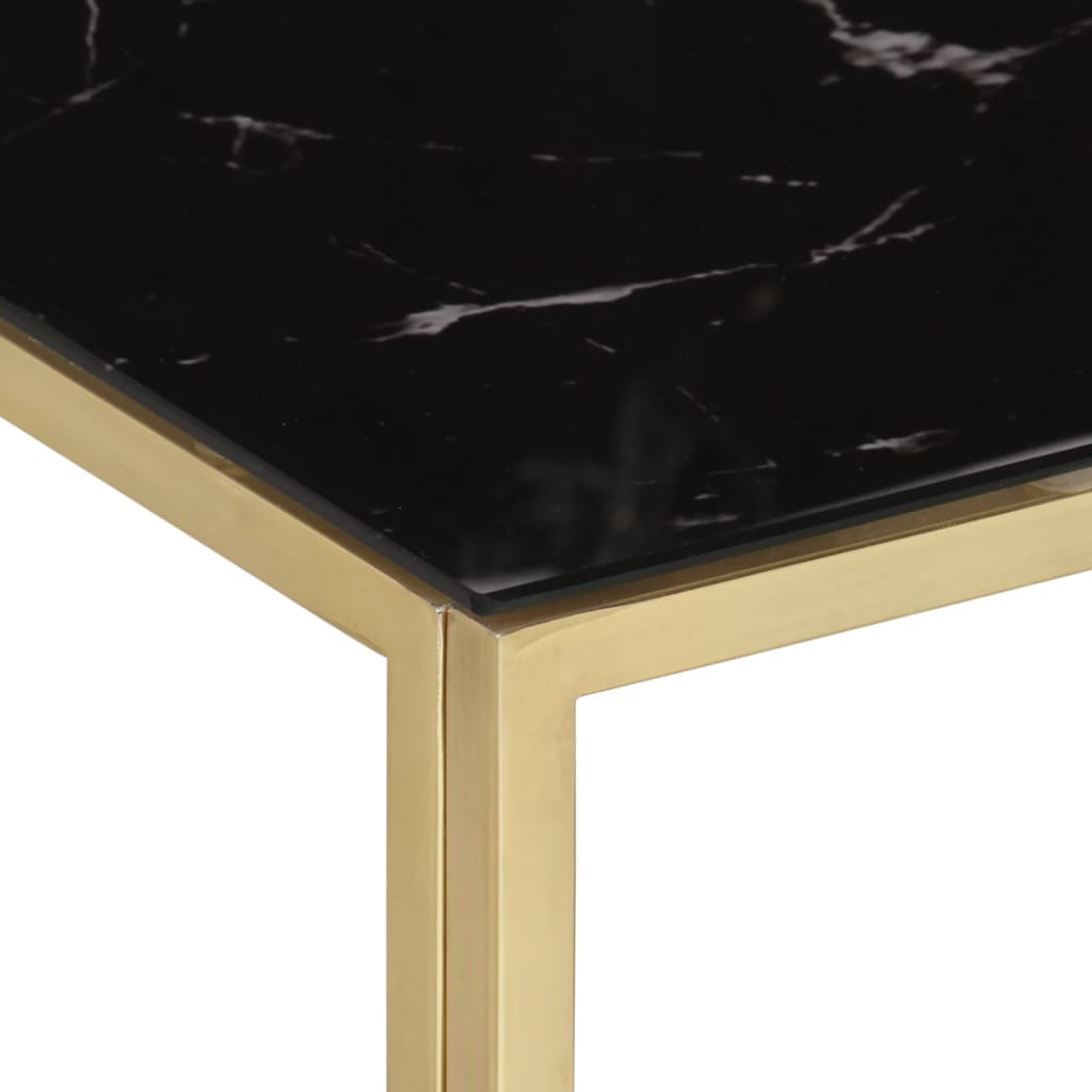Coffee Table Gold Stainless Steel and Tempered Glass
