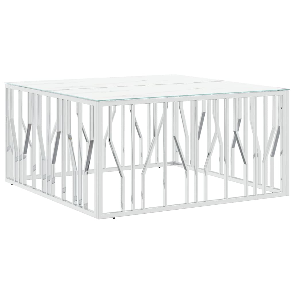 Coffee Table Silver 100x100x50 cm Stainless Steel and Glass