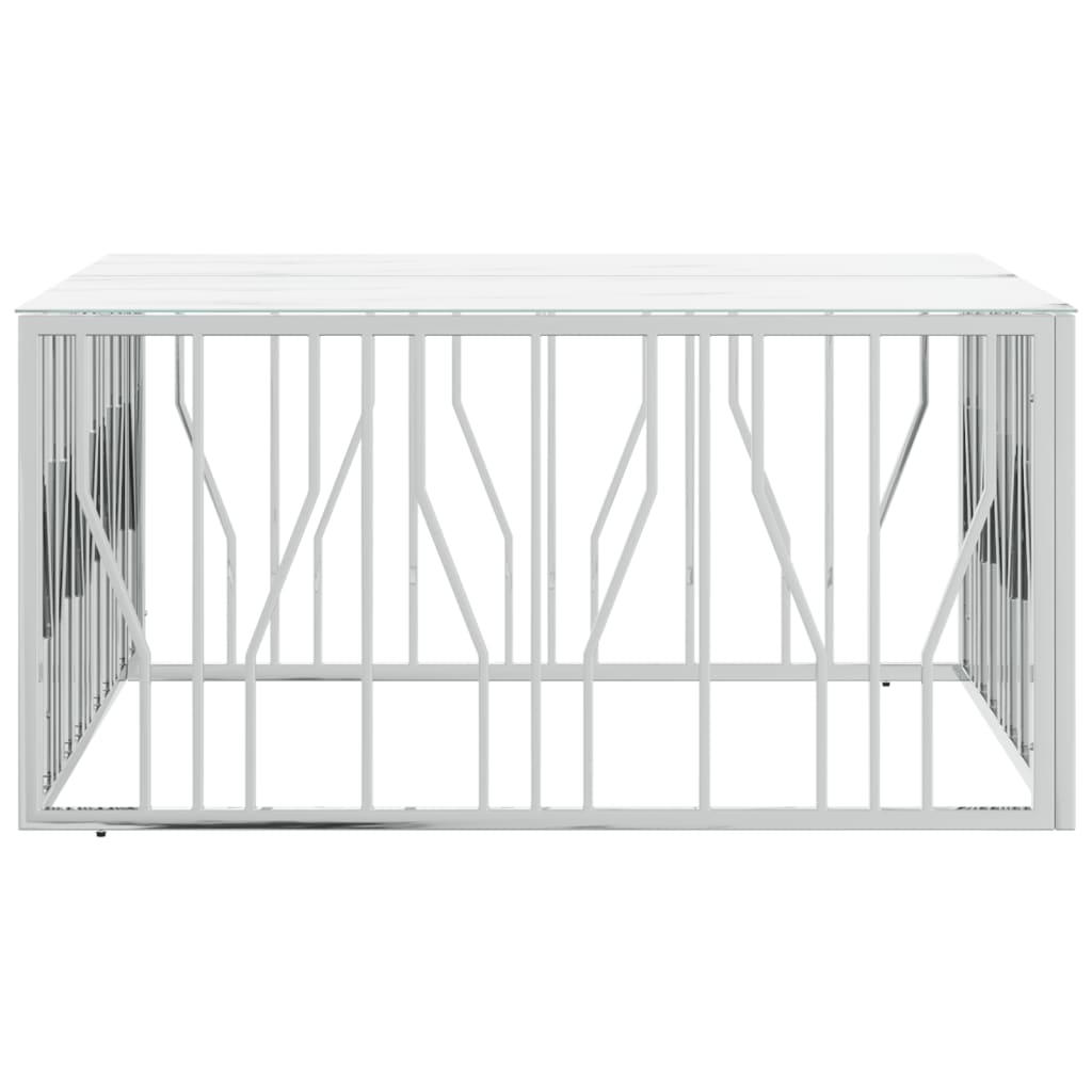 Coffee Table Silver 100x100x50 cm Stainless Steel and Glass