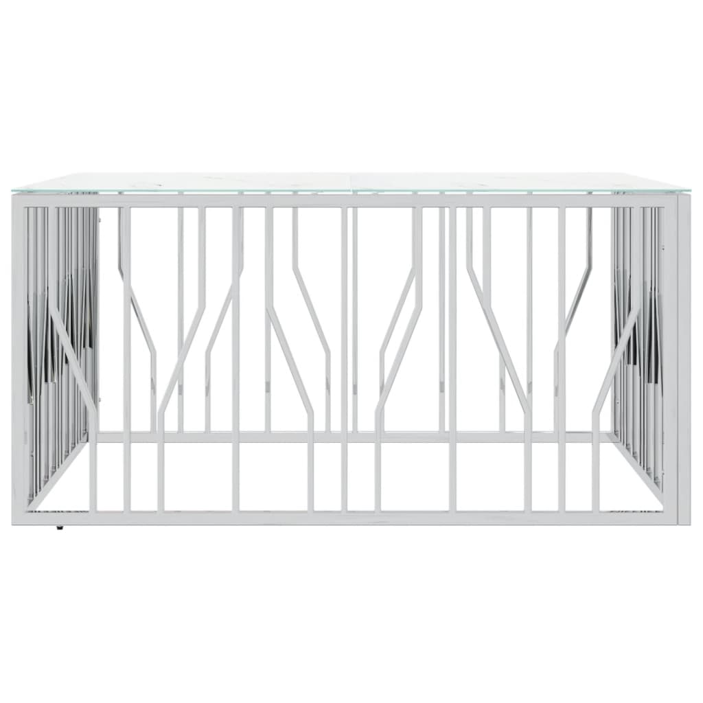 Coffee Table Silver 100x100x50 cm Stainless Steel and Glass