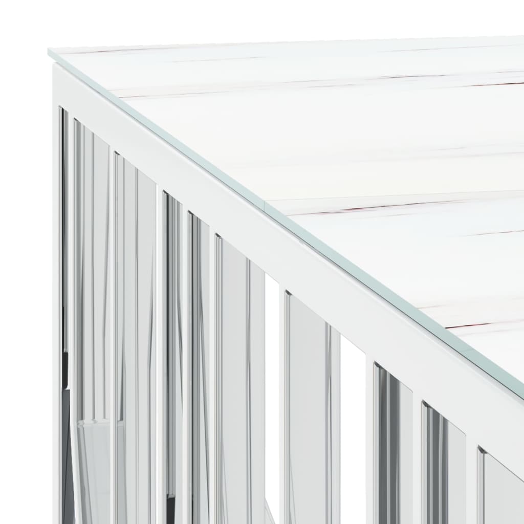 Coffee Table Silver 100x100x50 cm Stainless Steel and Glass
