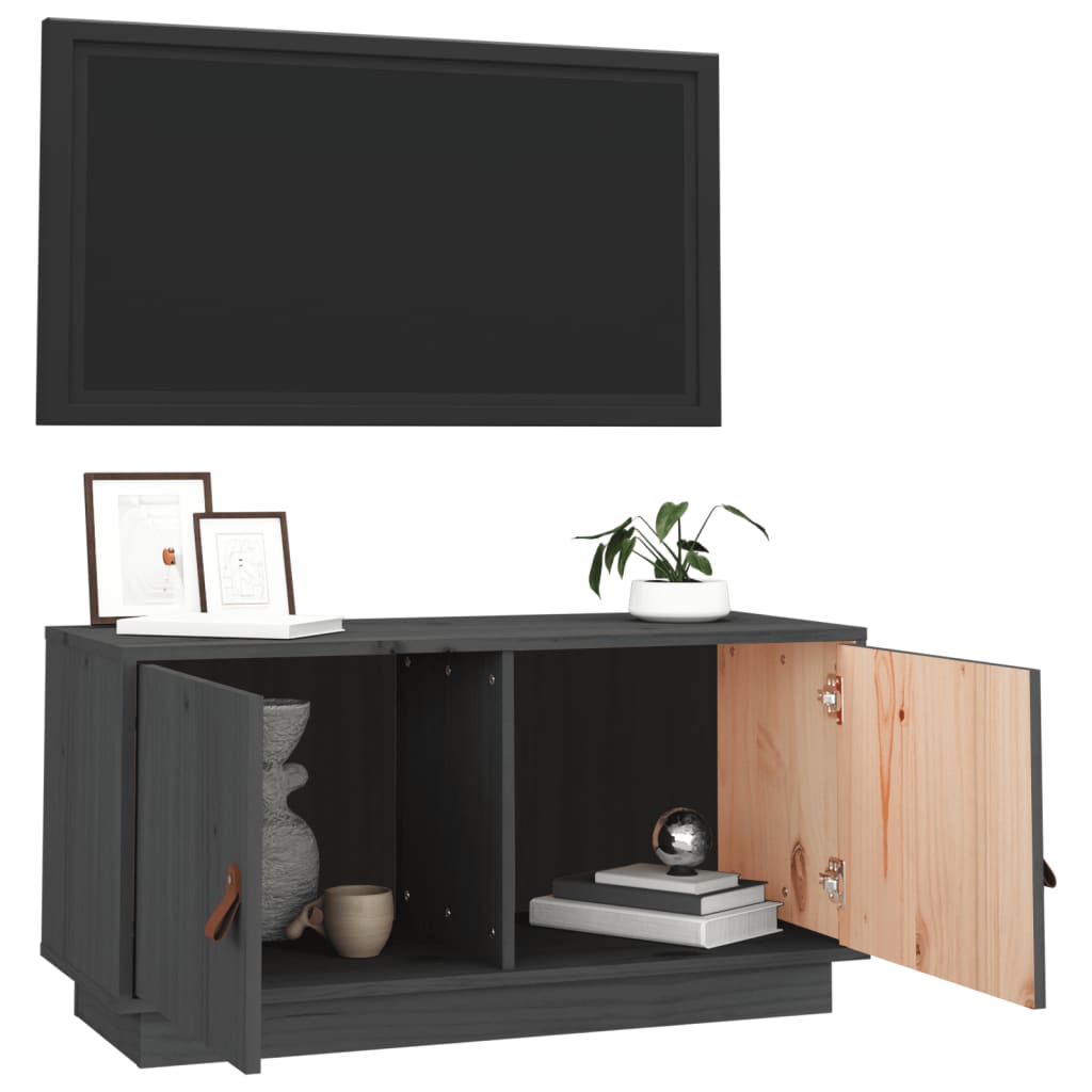 TV Cabinet Grey 80x34x40 cm Solid Wood Pine