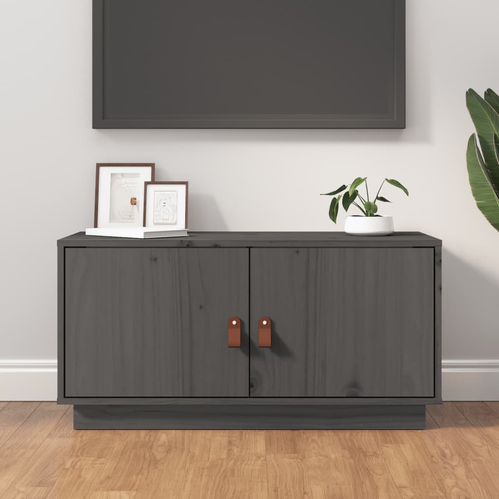 TV Cabinet Grey 80x34x40 cm Solid Wood Pine