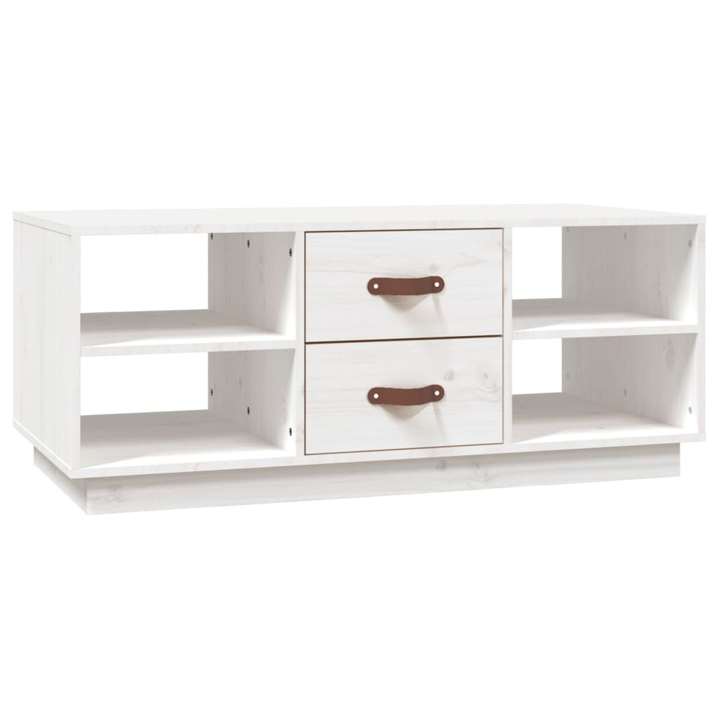 Coffee Table White 100x50x41 cm Solid Wood Pine