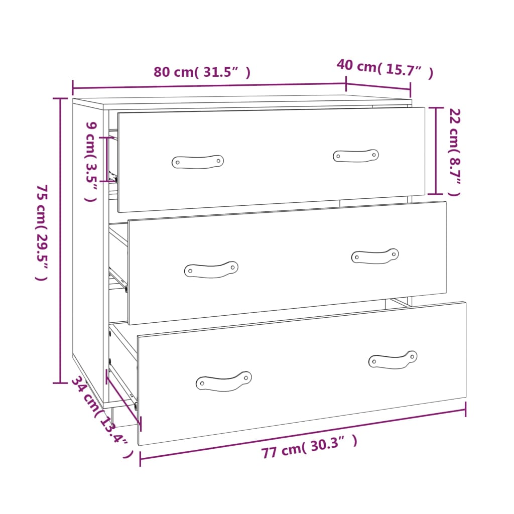 Sideboard Honey Brown 80x40x75 cm Solid Wood Pine