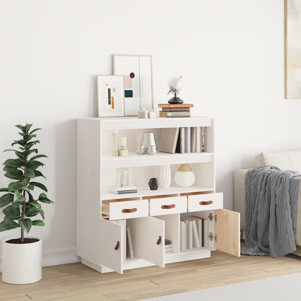 Highboard White 100x40x108.5 cm Solid Wood Pine