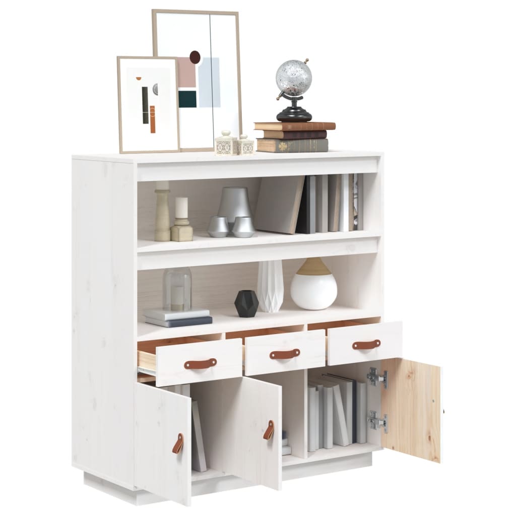 Highboard White 100x40x108.5 cm Solid Wood Pine