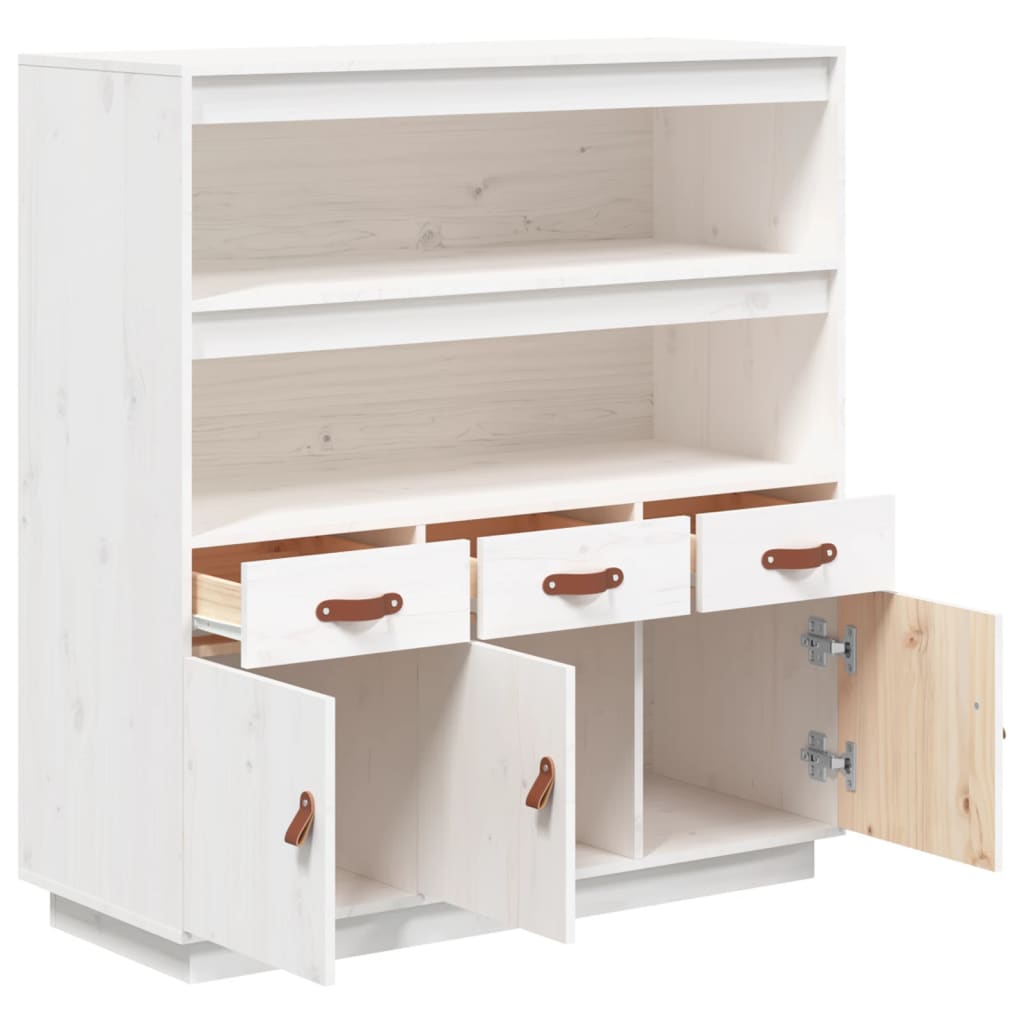 Highboard White 100x40x108.5 cm Solid Wood Pine