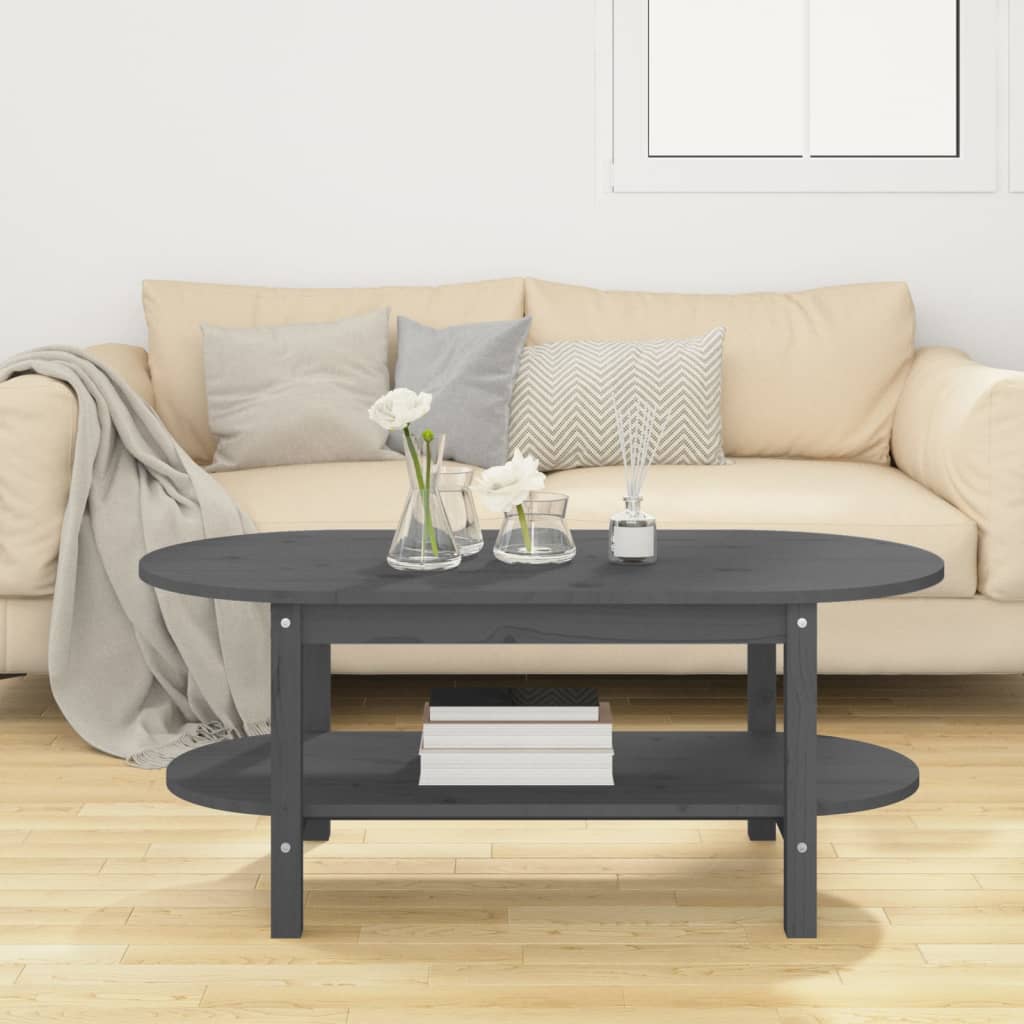 Coffee Table Grey 110x55x45 cm Solid Wood Pine