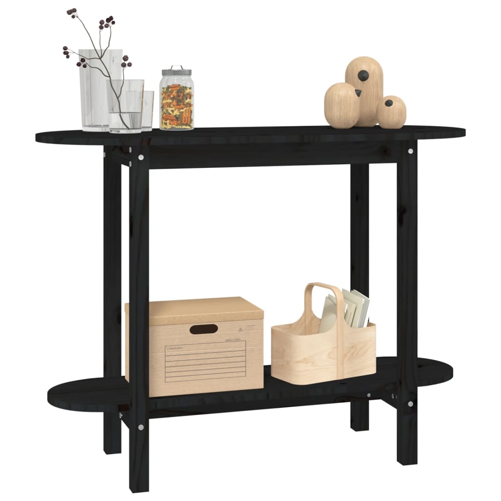 Console Table Black 110x40x80 cm Solid Wood Pine