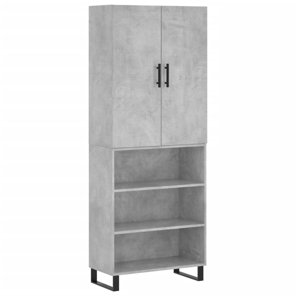 Highboard Concrete Grey 69.5x34x180 cm Engineered Wood