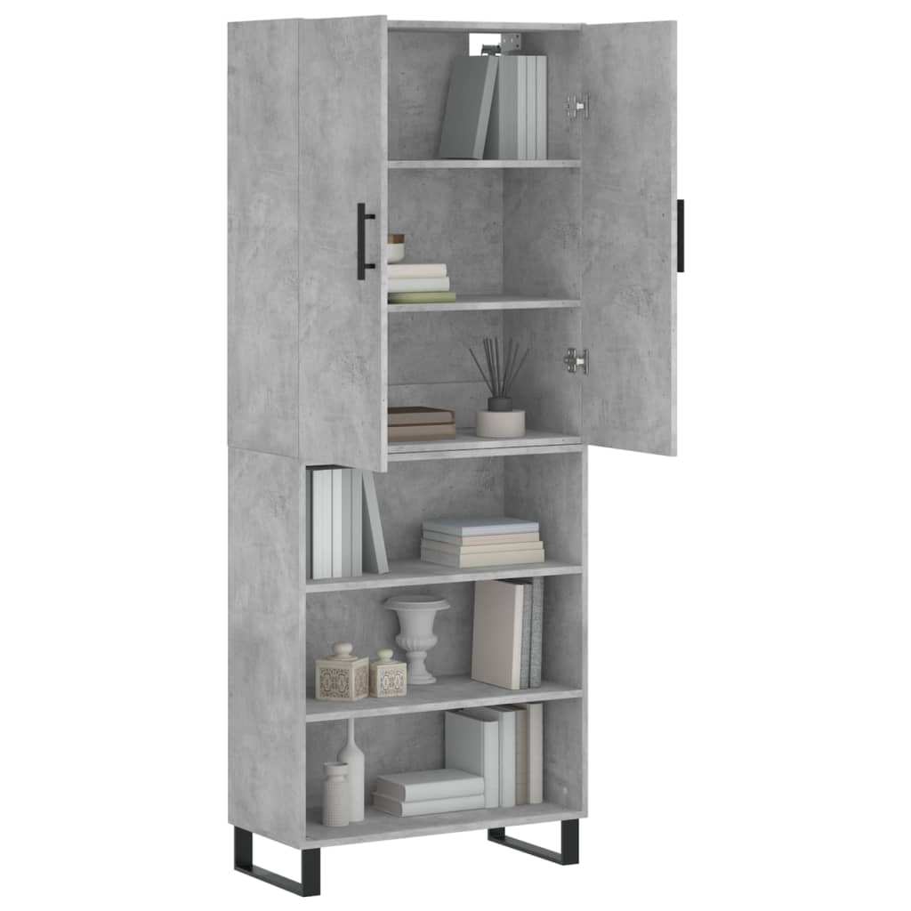 Highboard Concrete Grey 69.5x34x180 cm Engineered Wood