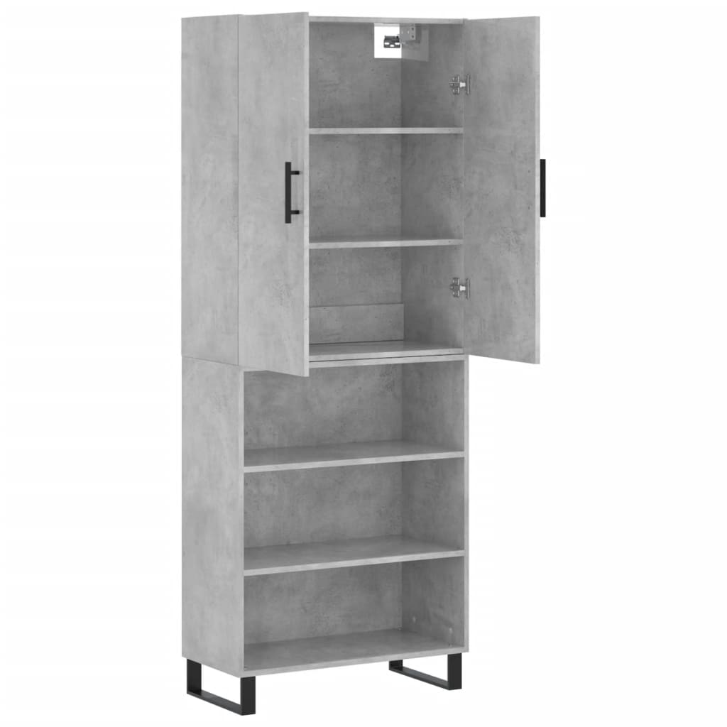 Highboard Concrete Grey 69.5x34x180 cm Engineered Wood