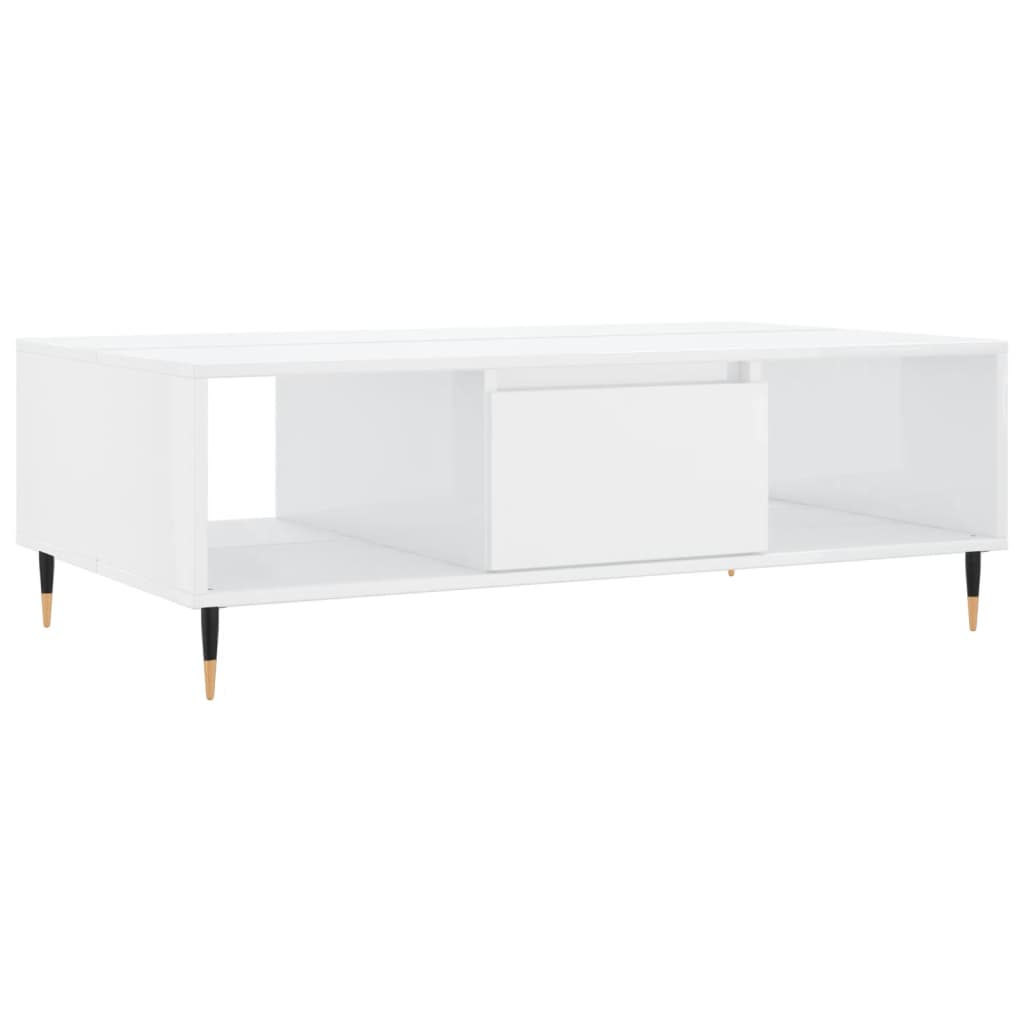 Coffee Table High Gloss White 104x60x35 cm Engineered Wood