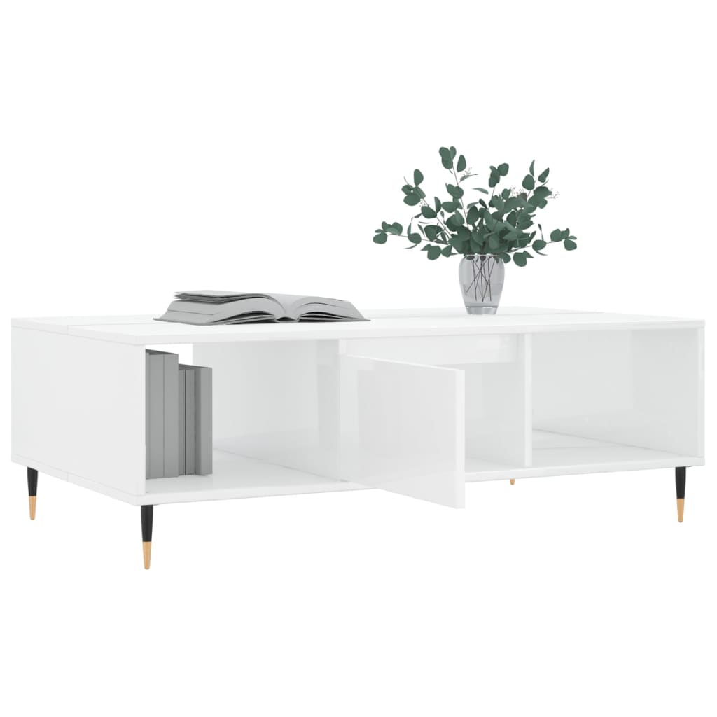 Coffee Table High Gloss White 104x60x35 cm Engineered Wood