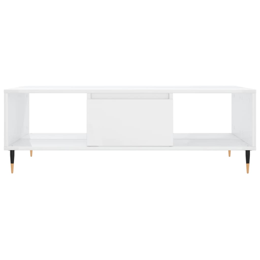 Coffee Table High Gloss White 104x60x35 cm Engineered Wood