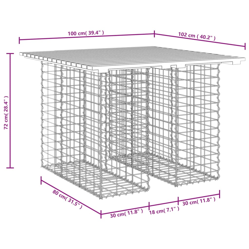 Garden Bench Gabion Design 100x102x72 cm Impregnated Wood Pine