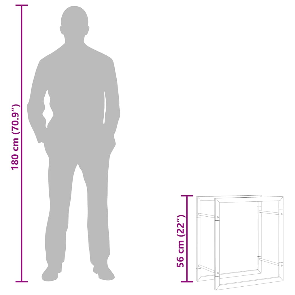 Firewood Rack 50x28x56 cm Stainless Steel