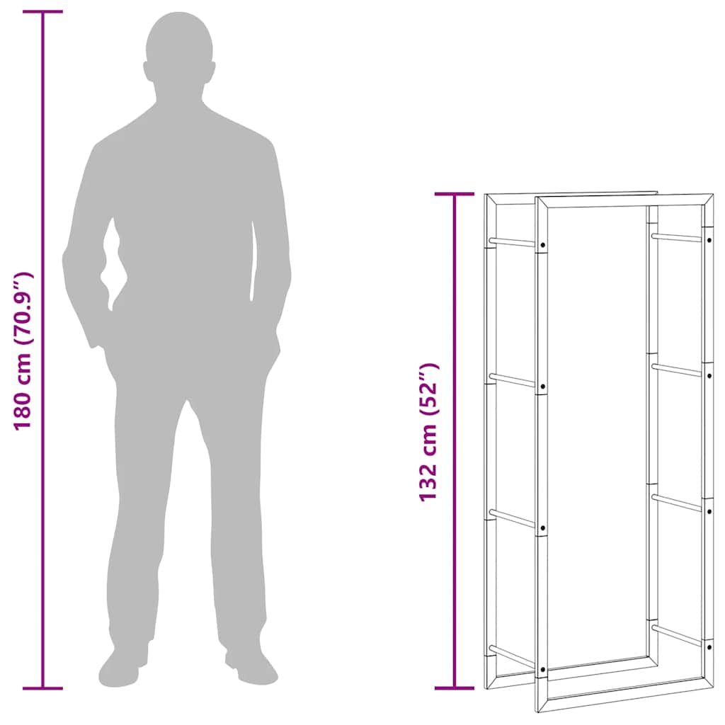 Firewood Rack 50x28x132 cm Stainless Steel