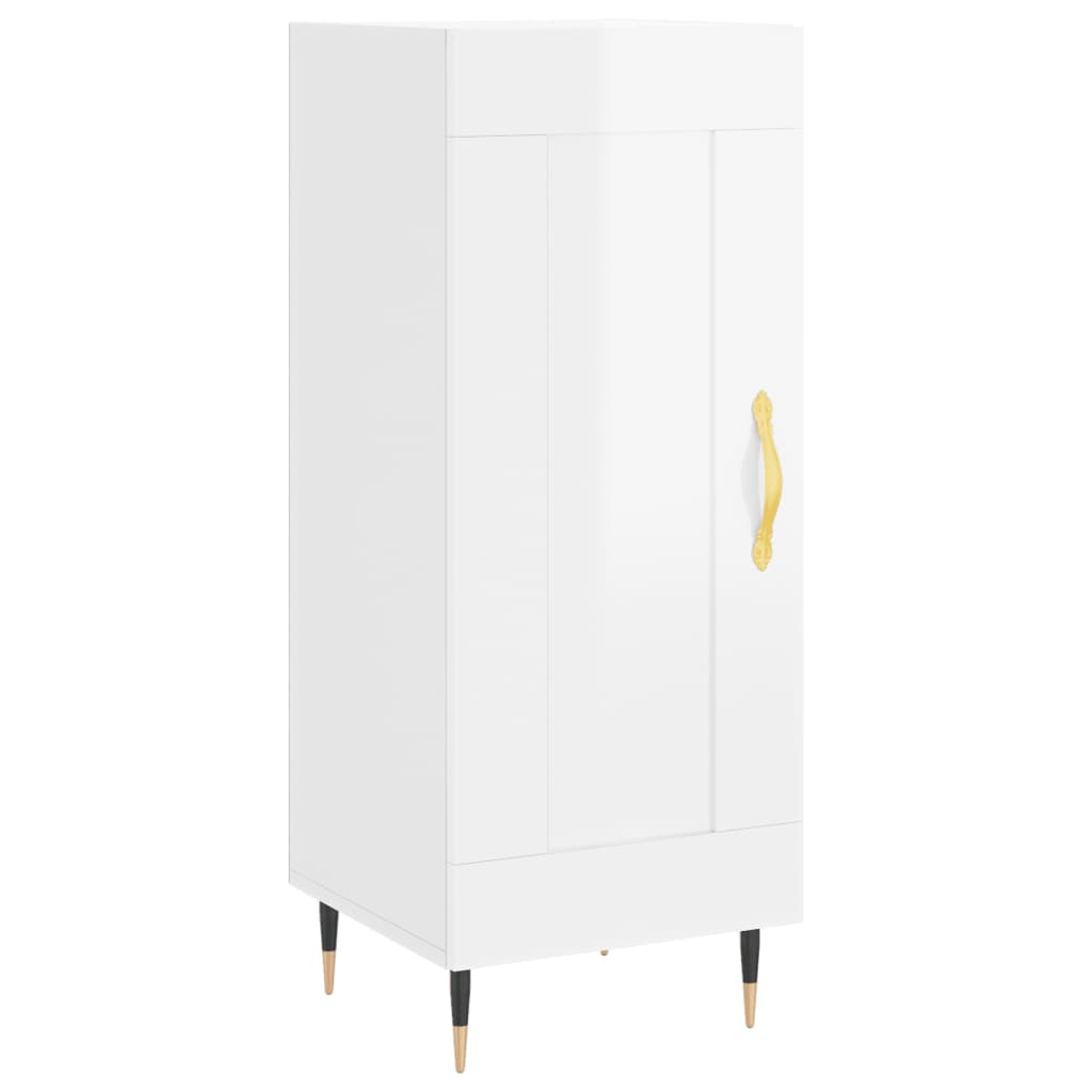 Highboard High Gloss White 34.5x34x180 cm Engineered Wood