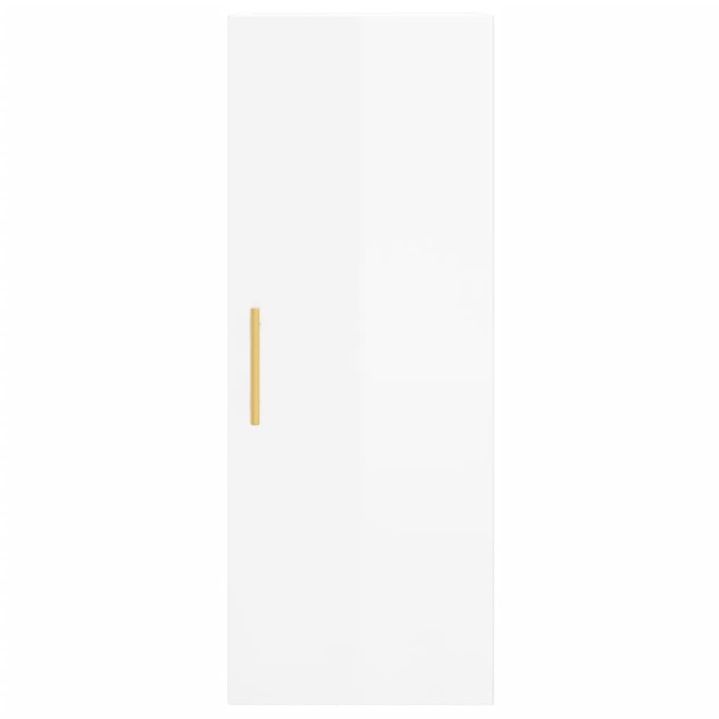 Highboard High Gloss White 34.5x34x180 cm Engineered Wood
