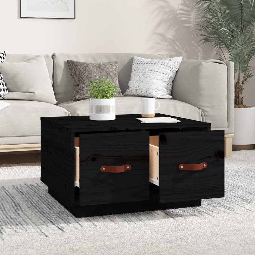 Coffee Table Black 60x53x35 cm Solid Wood Pine
