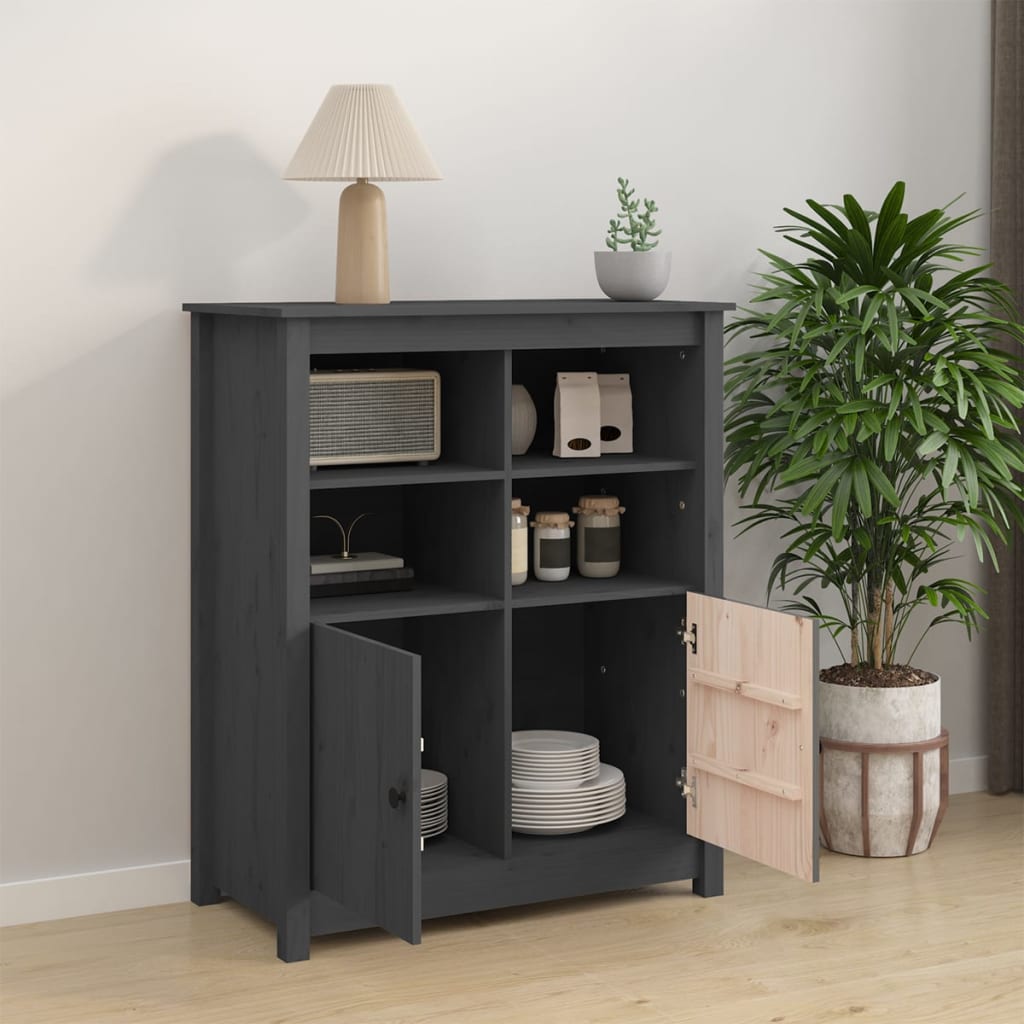 Sideboard Grey 83x41.5x100 cm Solid Wood Pine