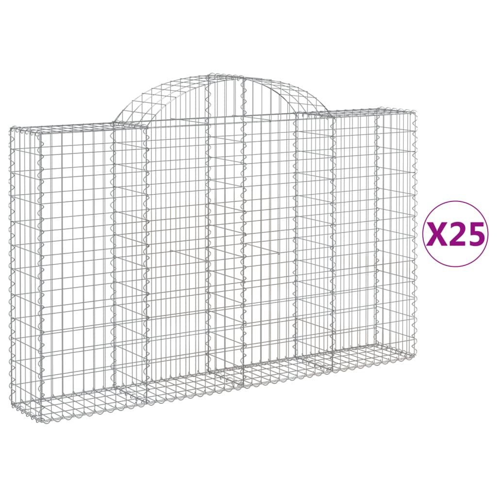 Arched Gabion Baskets 25 pcs 200x30x120/140 cm Galvanised Iron
