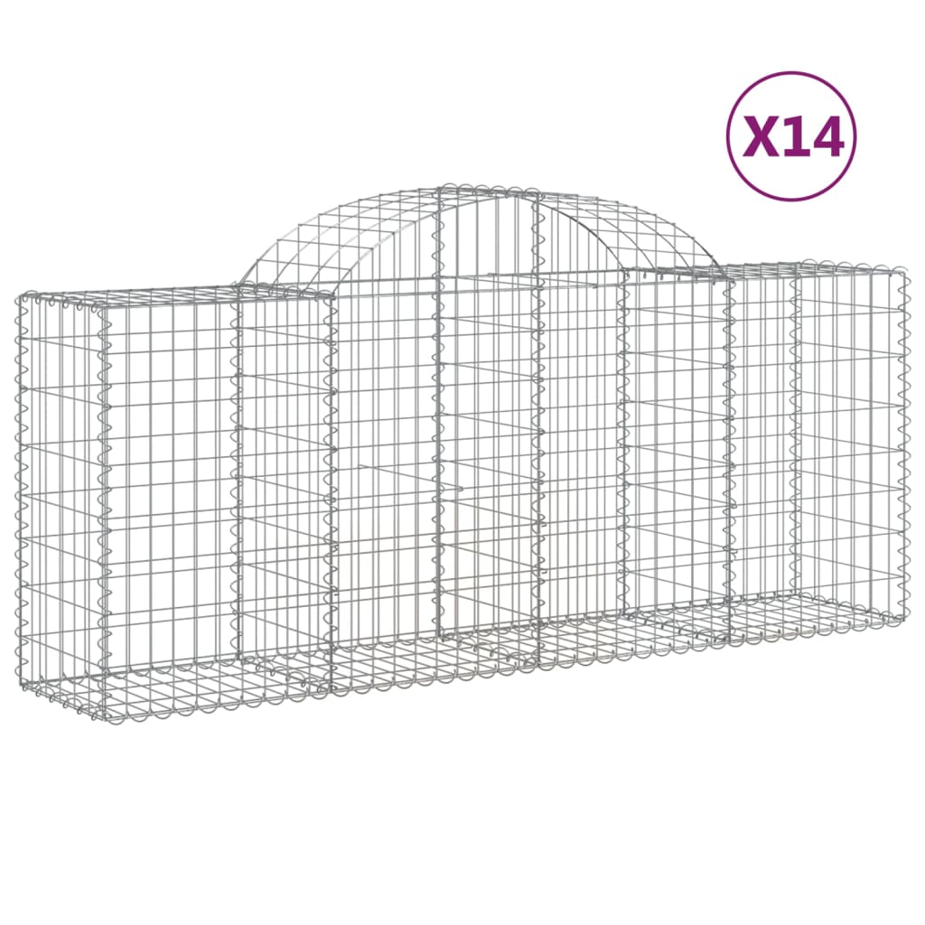 Arched Gabion Baskets 14 pcs 200x50x80/100 cm Galvanised Iron