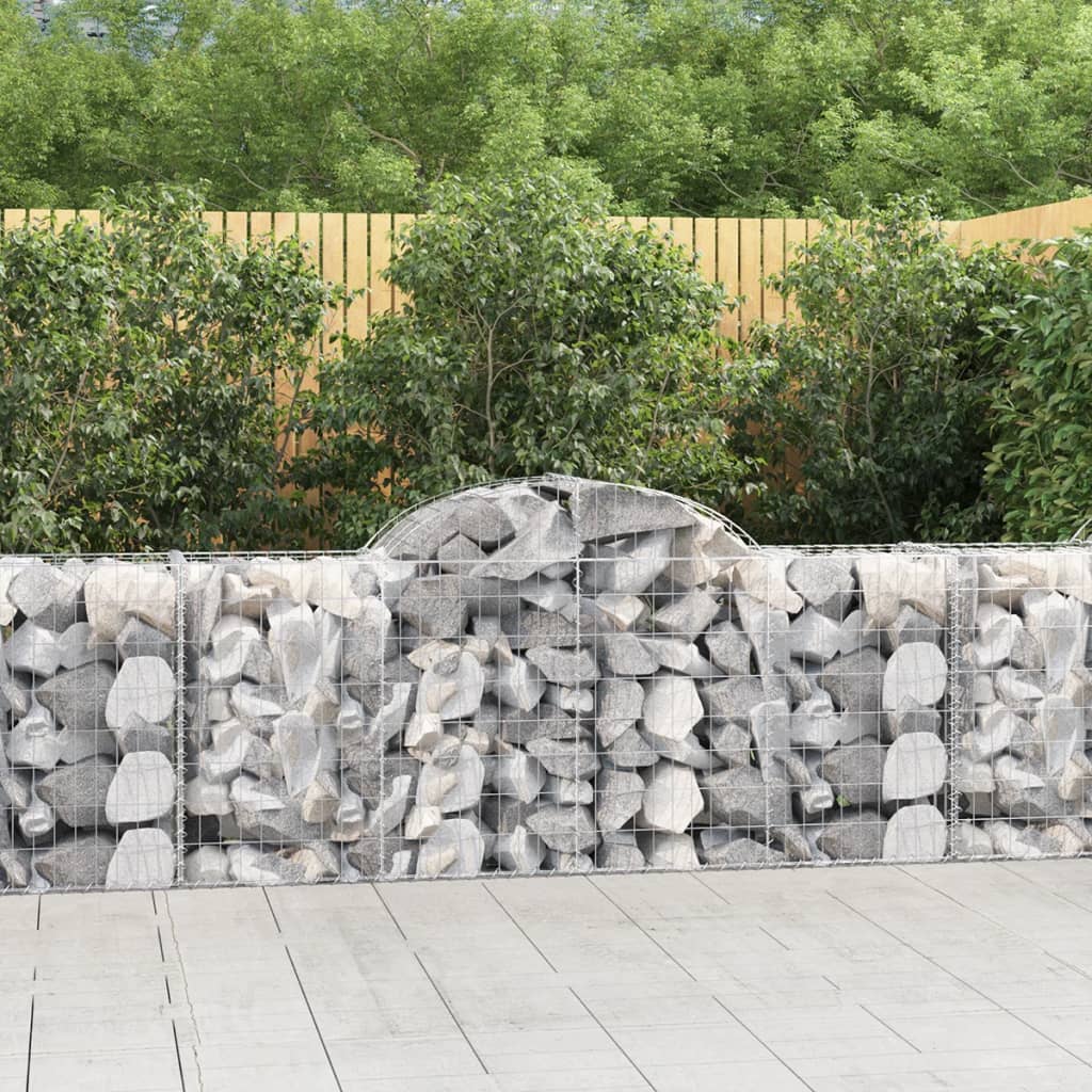 Arched Gabion Baskets 14 pcs 200x50x80/100 cm Galvanised Iron