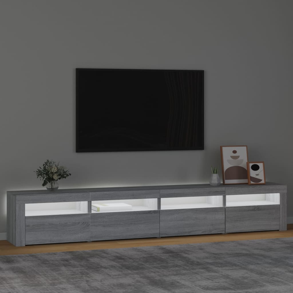 TV Cabinet with LED Lights Grey Sonoma 240x35x40 cm
