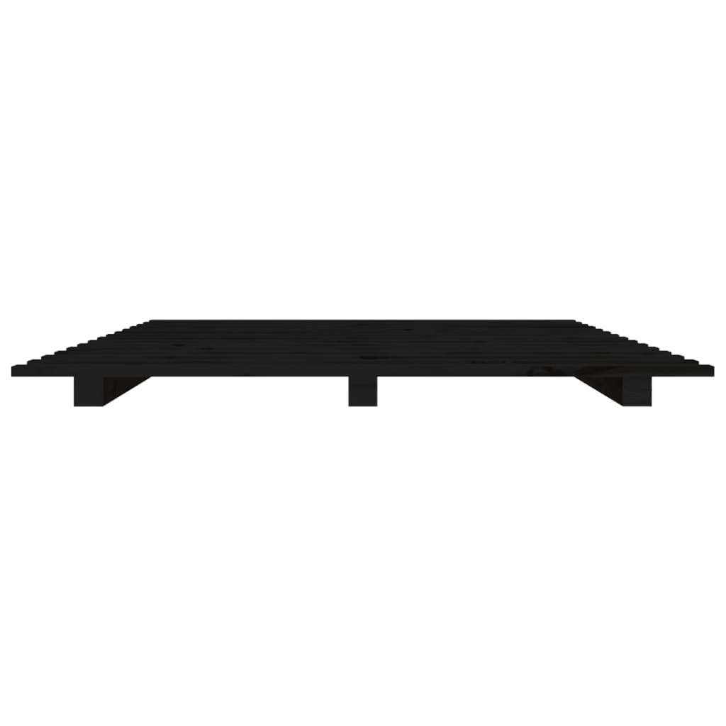 Bed Frame without Mattress Black 75x190 cm Small Single Solid Wood Pine