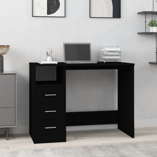 Desk with Drawers Black 102x50x76 cm Engineered Wood