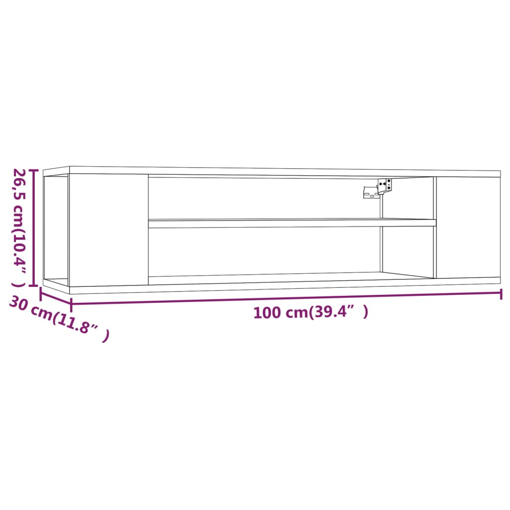 Hanging TV Cabinet Grey Sonoma 100x30x26.5 cm Engineered Wood
