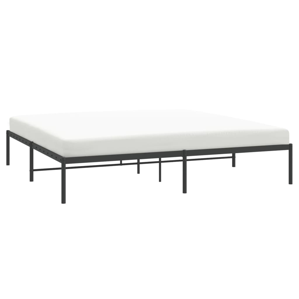 Metal Bed Frame without Mattress Black 200x200cm