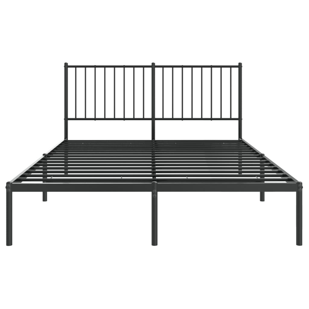 Metal Bed Frame without Mattress with Headboard Black 140x200cm