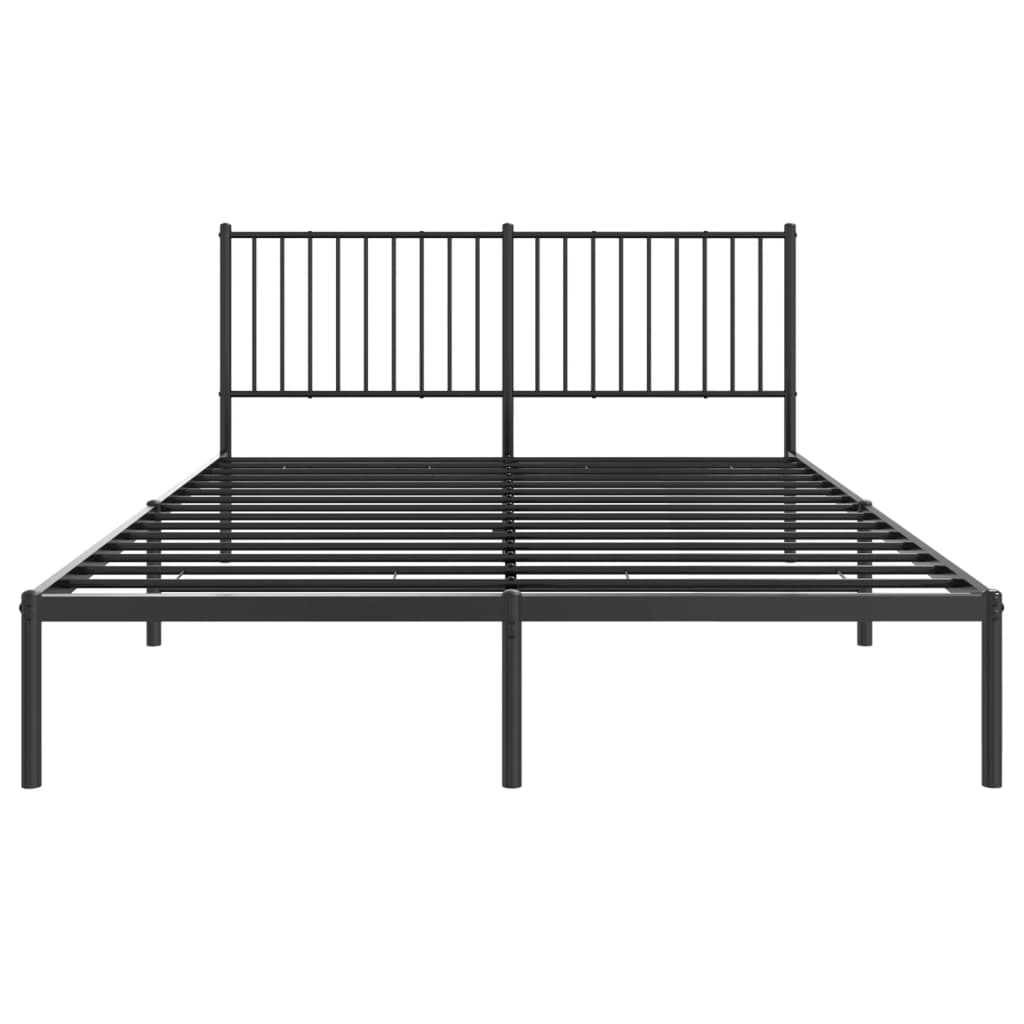 Metal Bed Frame without Mattress with Headboard Black 160x200cm