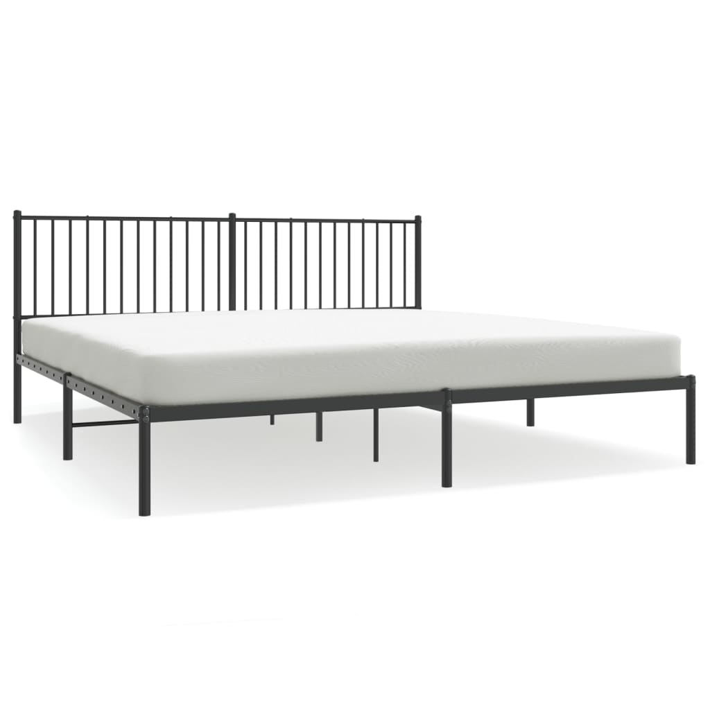 Metal Bed Frame without Mattress with Headboard Black 200x200cm