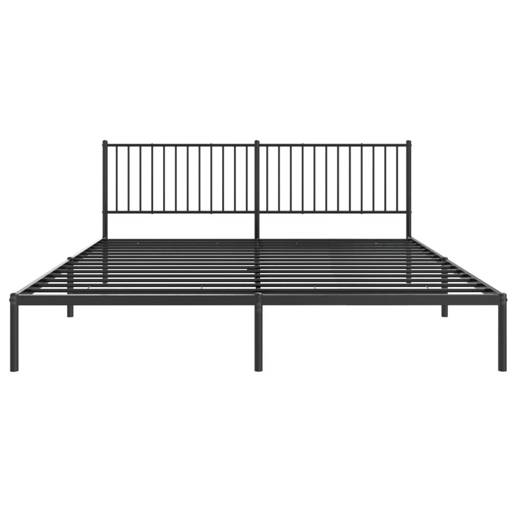 Metal Bed Frame without Mattress with Headboard Black 200x200cm