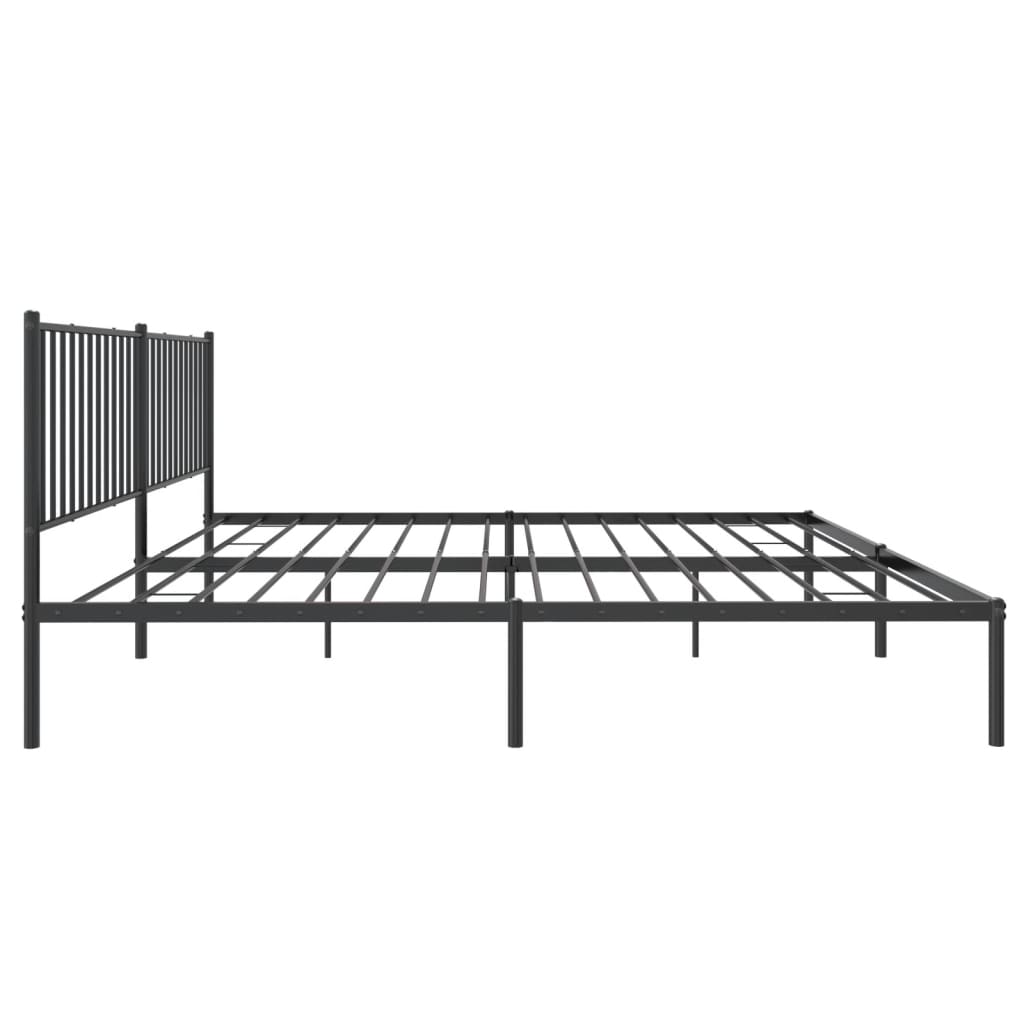 Metal Bed Frame without Mattress with Headboard Black 200x200cm