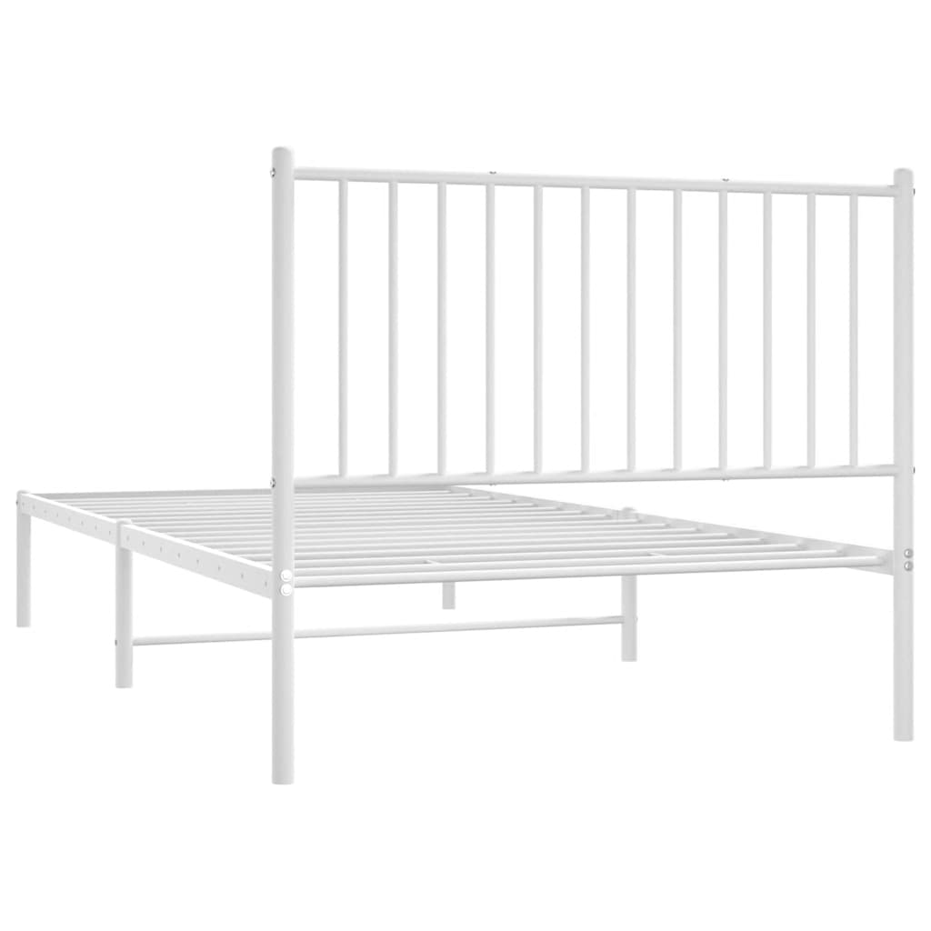 Metal Bed Frame without Mattress with Headboard White 100x200cm