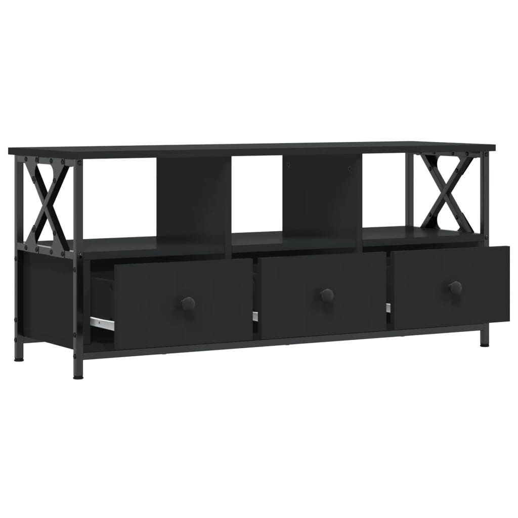 TV Cabinet Black 102x33x45 cm Engineered Wood&Iron