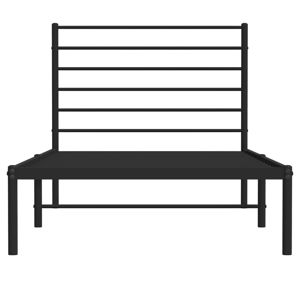 Metal Bed Frame without Mattress with Headboard Black 90x190cm