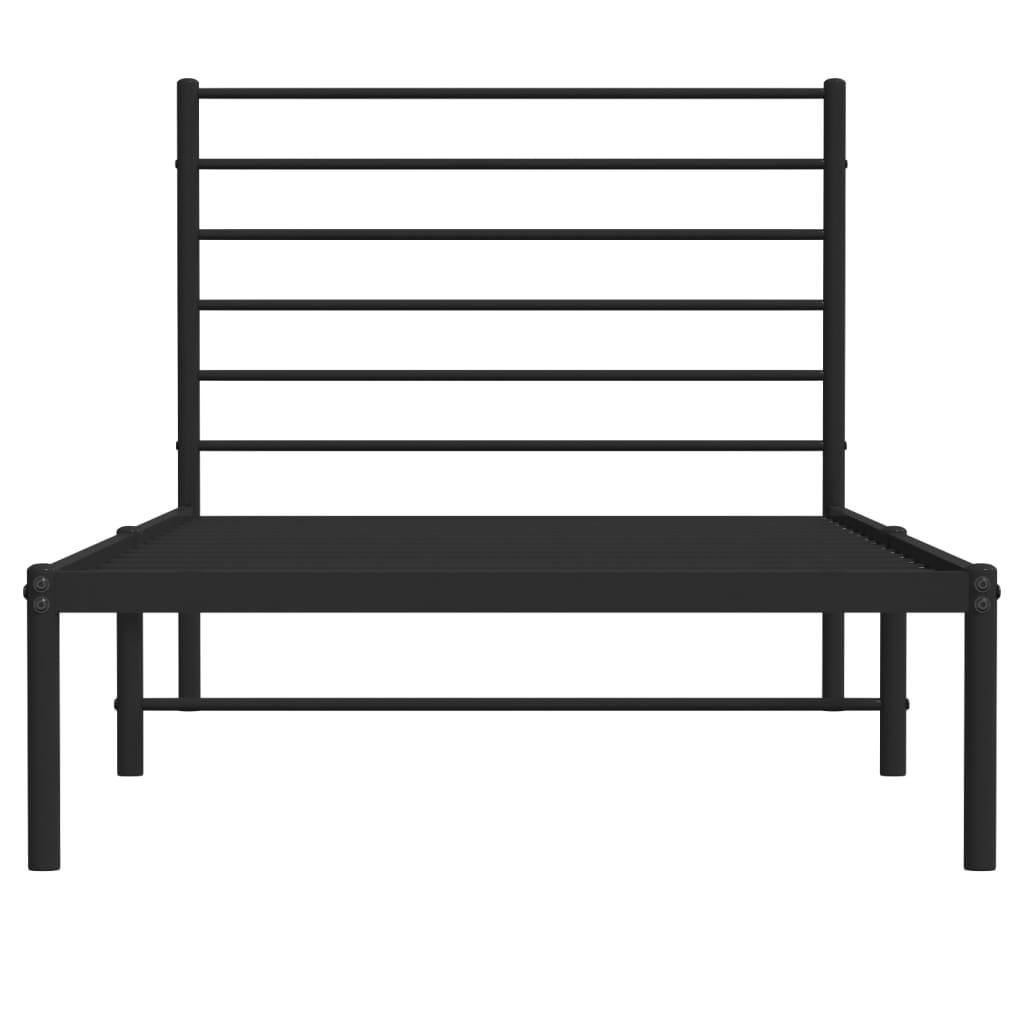 Metal Bed Frame without Mattress with Headboard Black 100x190cm