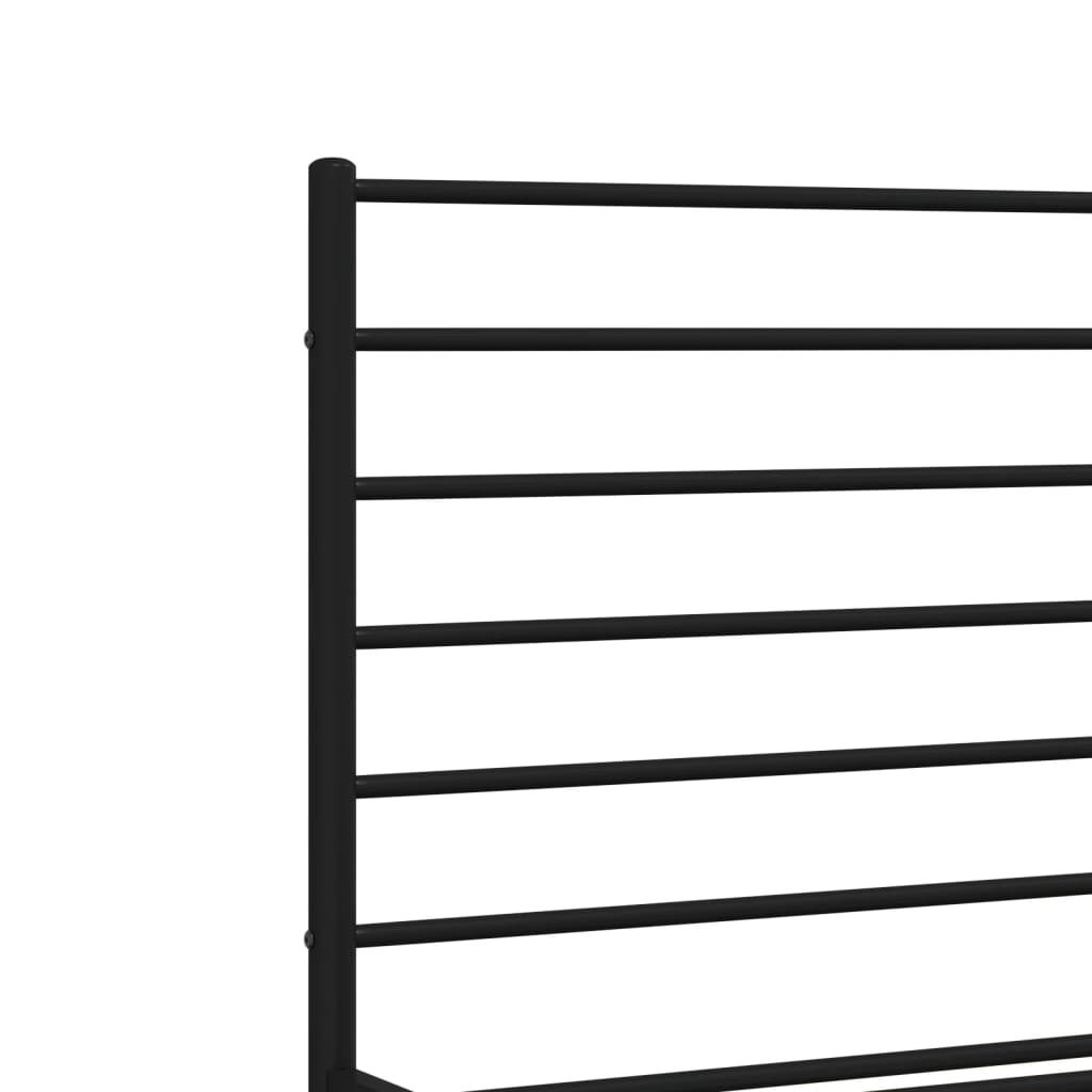Metal Bed Frame without Mattress with Footboard Black 183x213cm