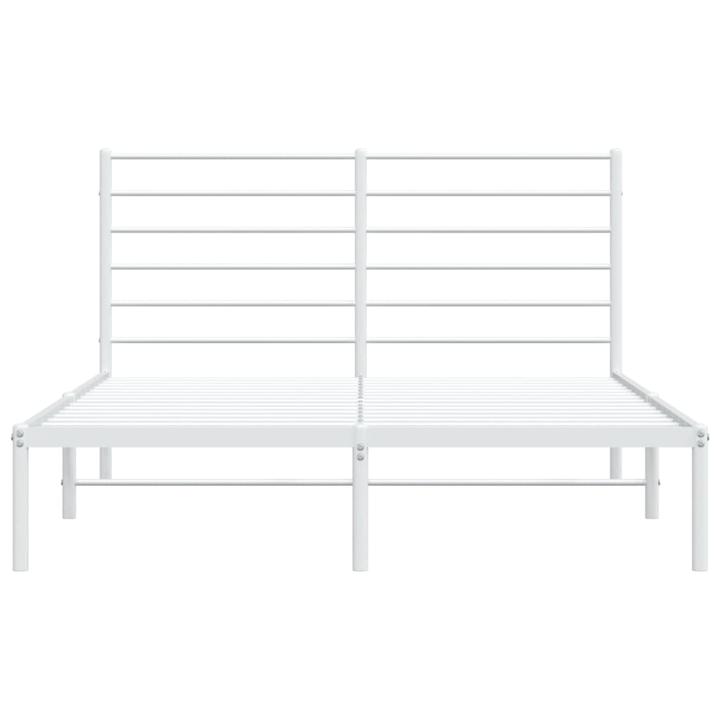 Metal Bed Frame without Mattress with Headboard White 140x200cm