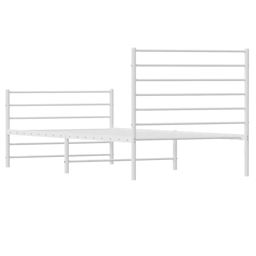 Metal Bed Frame without Mattress with Footboard White 90x190cm