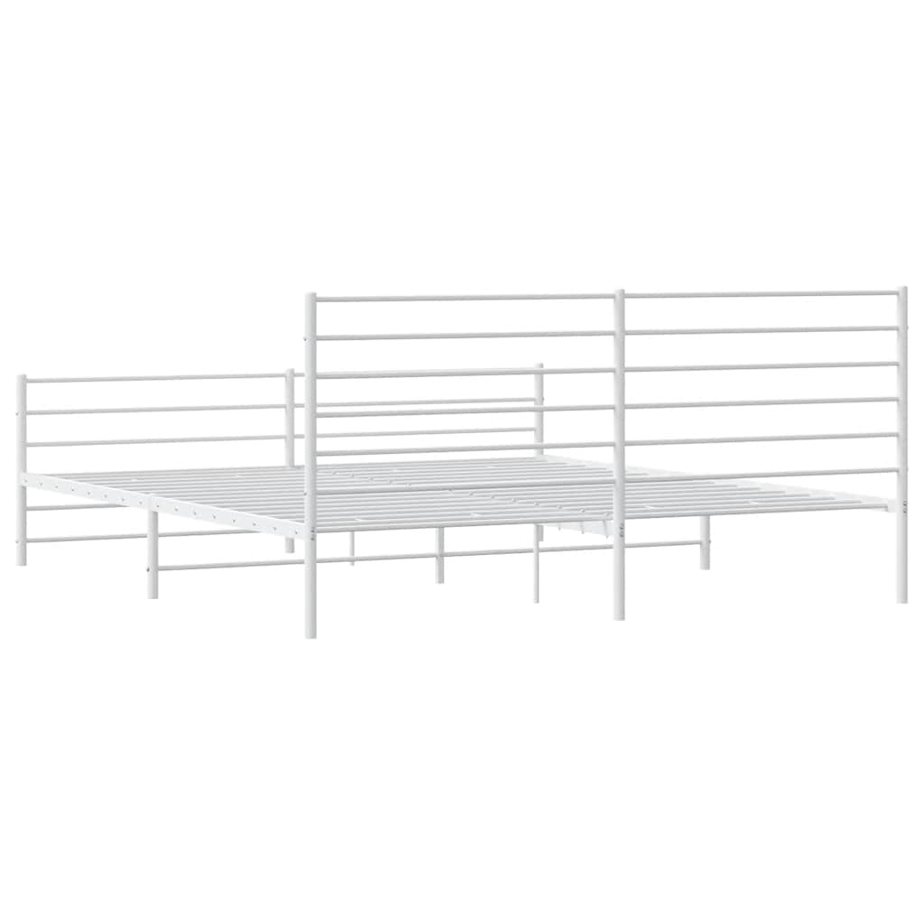Metal Bed Frame without Mattress with Footboard White 193x203cm