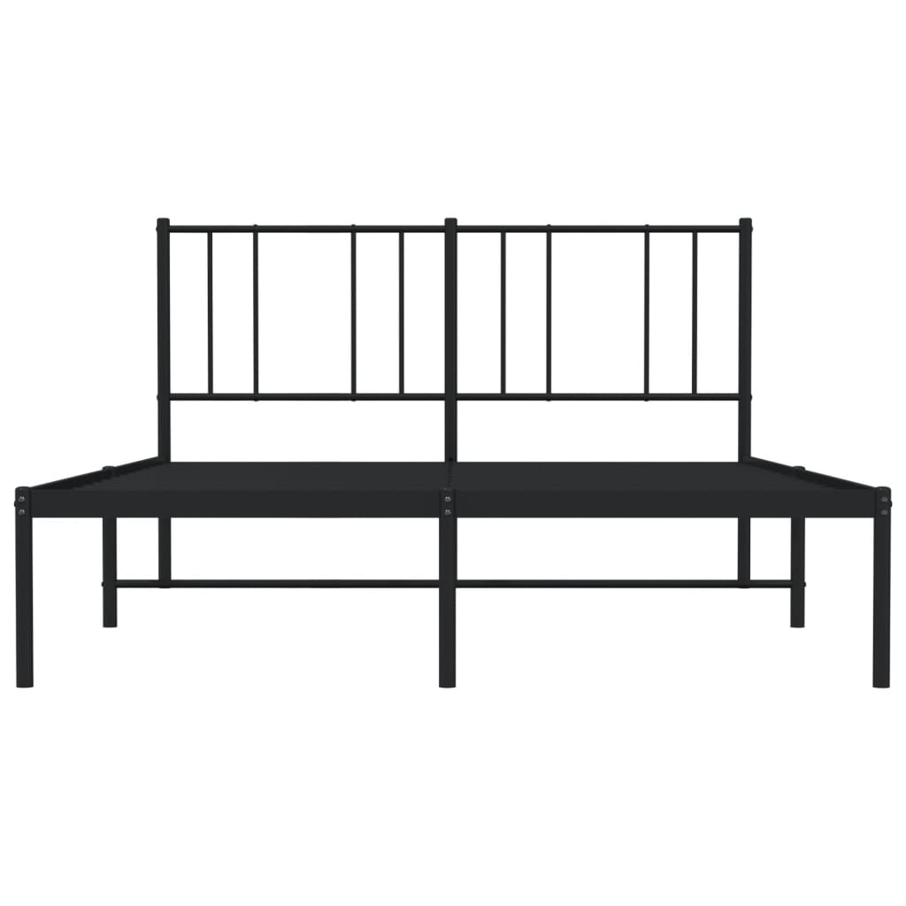 Metal Bed Frame without Mattress with Headboard Black 135x190cm