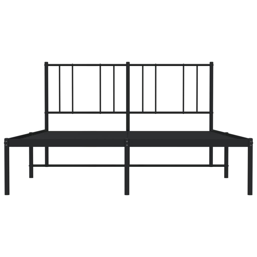 Metal Bed Frame without Mattress with Headboard Black 140x190cm